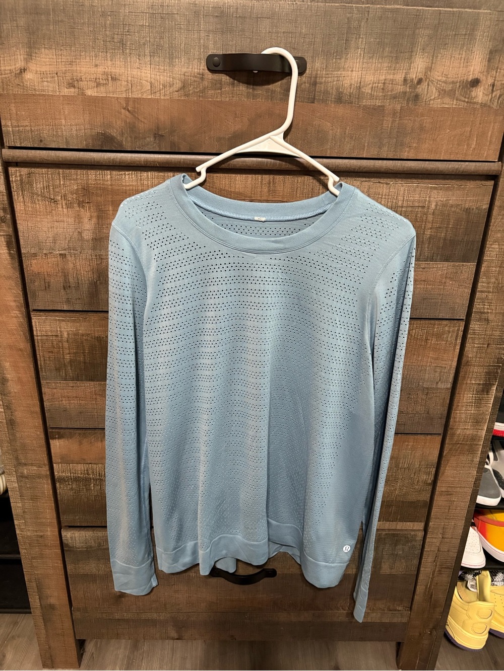 Lululemon Light Blue Long Sleeve Perforated Crew Tee